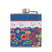 Custom Floral and Imitate Lace on Blue Hip Flask Flachmann (Rückseite)