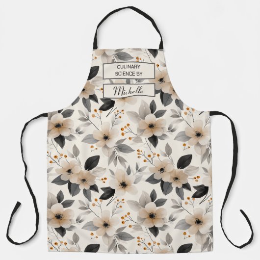 Custom Floral Apron – Culinary Science by [Name] Schürze (Vorderseite)