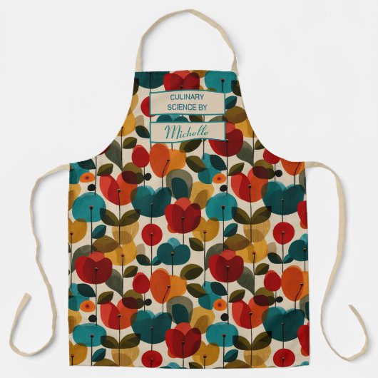 Custom Floral Apron – Culinary Science by [Name] Schürze (Vorderseite)