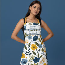 Custom Floral Apron – Culinary Science by [Name]