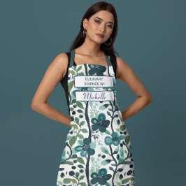 Custom Floral Apron – Culinary Science by [Name] Schürze