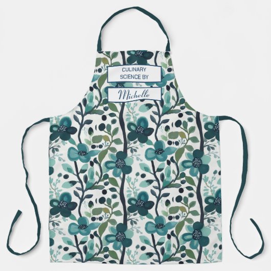 Custom Floral Apron – Culinary Science by [Name] Schürze (Vorderseite)