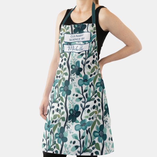 Custom Floral Apron – Culinary Science by [Name] Schürze (InSitu)