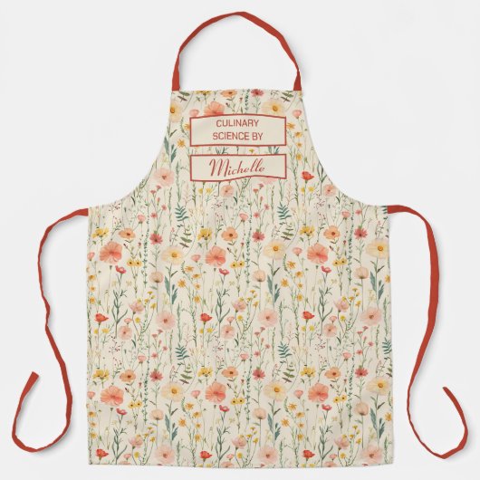 Custom Floral Apron – Culinary Science by [Name] Schürze (Vorderseite)