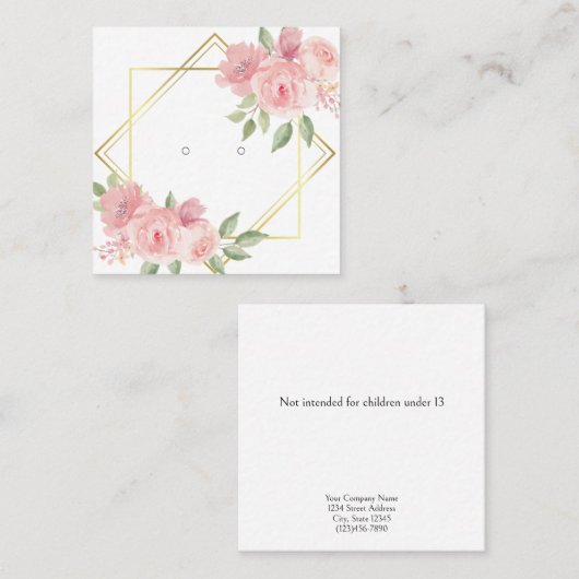 Custom Floral Art Deco Stuck Earring Display Cards Terminkarte (Vorne/Hinten)