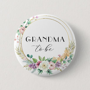 Custom Floral Baby Shooting Button - GRANDMA zu se