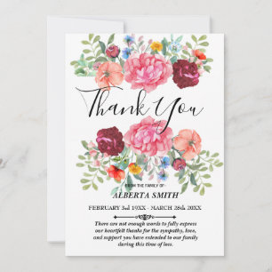 Custom Floral Beileid Danke Karte