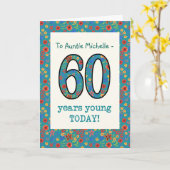 Custom Floral Birthday Card, 60 Years Young Karte (Gelbe Blume)