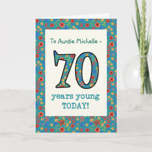 Custom Floral Birthday Card, 70 Jahre Young Karte