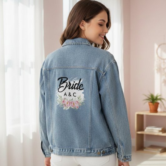 Custom Floral Bride Denim Jacket Jeansjacke
