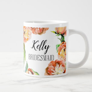 Custom Floral Bridesmaid Tasse