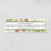 Custom Floral Business Card Mini Visitenkarte (Rückseite)