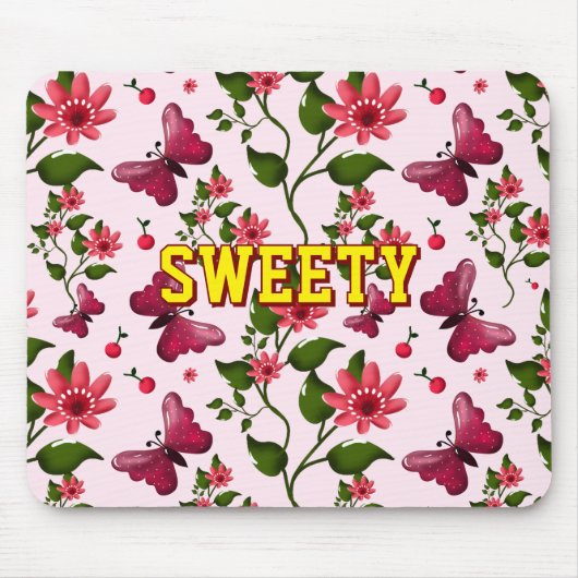 Custom floral butterfly pattern  mousepad (Vorne)