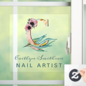 Custom Floral C Letter Watercolor Folion Monogramm Fensteraufkleber (Zuhause)