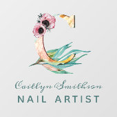 Custom Floral C Letter Watercolor Folion Monogramm Fensteraufkleber (Blatt)