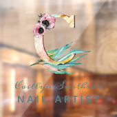 Custom Floral C Letter Watercolor Folion Monogramm Fensteraufkleber (Blatt 2)