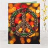 Custom Floral Celtic Weihnachten Knot Peace Sign Karte (Gelbe Blume)