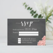Custom Floral Chalkboard Wedding RSVP Cards Karte (Stehend Vorderseite)