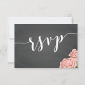 Custom Floral Chalkboard Wedding RSVP Cards Karte (Rückseite)
