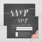 Custom Floral Chalkboard Wedding RSVP Cards Karte (Vorne/Hinten)