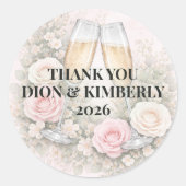 Custom Floral Champagne Toast Sticker (Vorderseite)