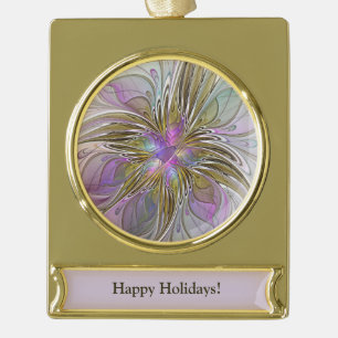 Custom Floral Colorado Abstrakt Art Pink & Gold Banner-Ornament Gold