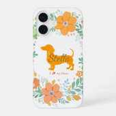 Custom Floral Dachshund | Personalized Dog Mom iPhone 16 Hülle (Rückseite)