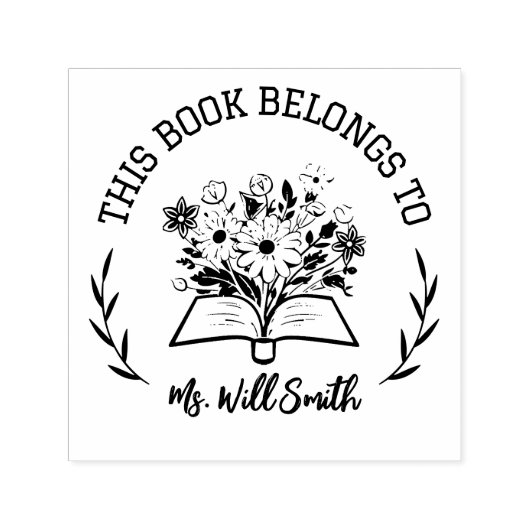 Custom Floral Dieses Buch gehört dem Lehrer Permastempel (Design)