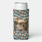 Custom Floral Doodle Photo Engagement Selters Dosenkühler (Seltzer Vorderseite)