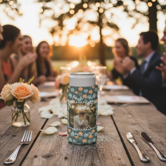 Custom Floral Doodle Photo Engagement Selters Dosenkühler