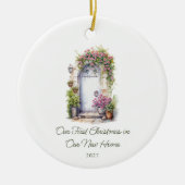 Custom Floral Door Erste Weihnachtsfeier Neue Zuha Keramik Ornament (Vorne)