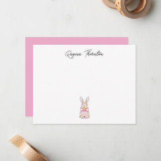 Custom Floral Easter Bunny Note Card Mitteilungskarte