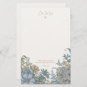 Custom Floral Elegante Script Zitat Chic Blau Briefpapier (Vorne/Hinten)