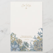 Custom Floral Elegante Script Zitat Chic Blau Briefpapier (Vorderseite)