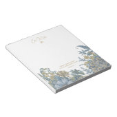 Custom Floral Elegante Script Zitat Chic Blau Notizblock (angewinkelt)