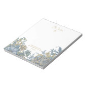 Custom Floral Elegante Script Zitat Chic Blau Notizblock (Rotiert)