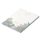 Custom Floral Elegante Script Zitat Chic Blau Notizblock (Rotiert)