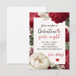 Custom Floral Galentine Girls Night Invitation RSVP Karte