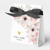 Custom Floral Gold Heart Gastgeschenk Hochzeit Box Geschenkschachtel (Vorderseite)