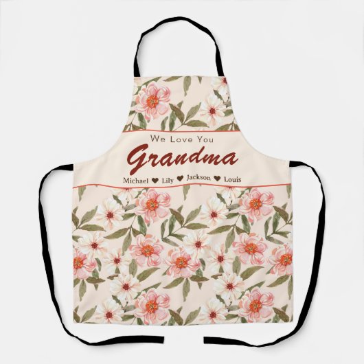 Custom Floral Grandma Geschenk Schlüsselanhänger Schürze (Vorderseite)