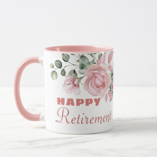 Custom Floral Happy Retirement  Tasse (Links)