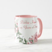 Custom Floral Happy Retirement  Tasse (VorderseiteRechts)