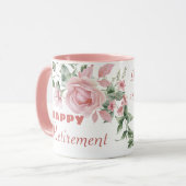 Custom Floral Happy Retirement  Tasse (Vorderseite Links)