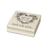 Custom Floral Heart Initials Save the Date Gummistempel (Stempel)