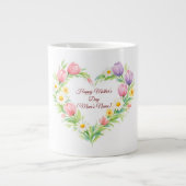 Custom Floral Heart Mother’s Day Mug Jumbo-Tasse (Vorderseite)