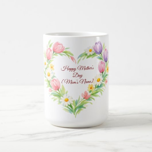 Custom Floral Heart Mother’s Day Mug Kaffeetasse (Mittel)