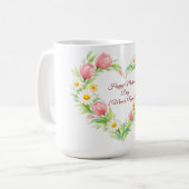 Custom Floral Heart Mother’s Day Mug Kaffeetasse (Vorderseite Links)