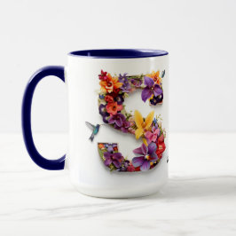 Custom Floral Letter S Tasse