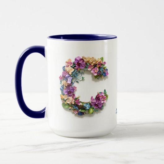 Custom Floral Letter S Tasse (Links)