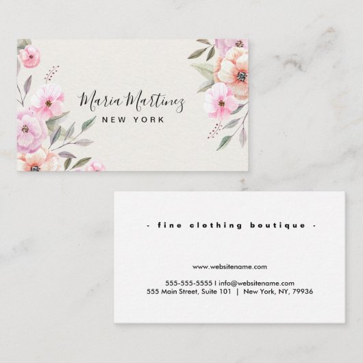 Custom Floral Luxus Boutique Floral Visitenkarte (Vorne/Hinten)